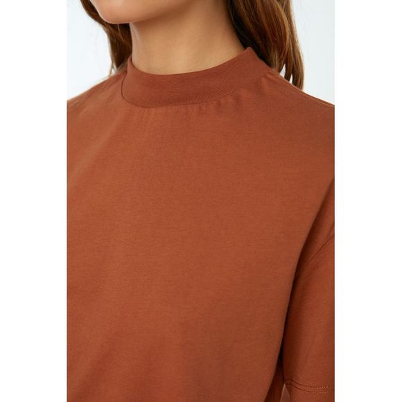 NWT Trendyol Women Regular Standing collar Knit T-Shirt - Picture 3 of 13